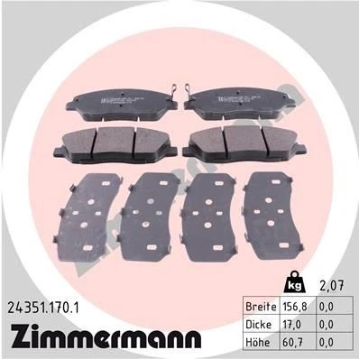 Imagem de ZIMMERMANN 24351.170.1 Jogo de pastilhas para travão disco com avisador sonoro desgaste A imagem corresponde ao volume fornecimento