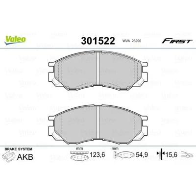 Imagem de VALEO 301522 Jogo de pastilhas para travão disco FIRST Eixo dianteiro excl. contacto aviso desgaste sem chapa anti ruído