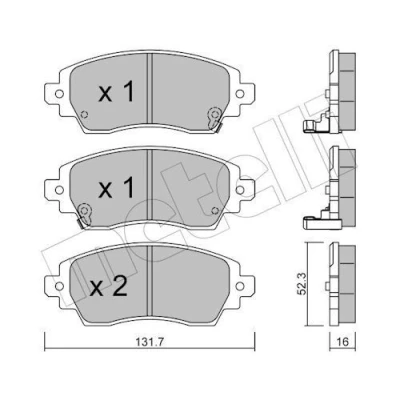 Imagem de METELLI 22 0750 0 Jogo de pastilhas para travão disco com avisador sonoro desgaste TOYOTA: Corolla VIII Compact, Liftback