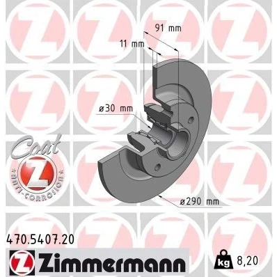 Imagem de ZIMMERMANN 470.5407.00 Disco de travão 290 11 5/5 5 114 cheio com o rolamento da roda, anel sensor do ABS RENAULT: Espace