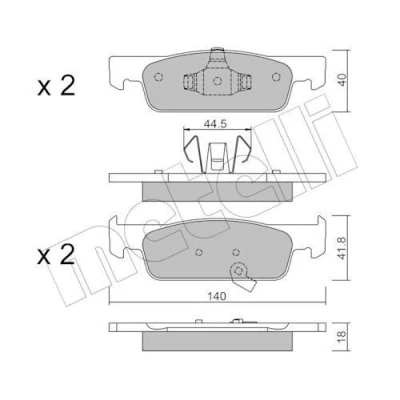 Imagem de METELLI 22 0975 2 Jogo de pastilhas para travão disco com avisador sonoro desgaste SMART: Fortwo III Coupe, Cabrio