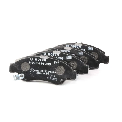 Imagem de BOSCH 0 986 494 299 Jogo de pastilhas para travão disco Baixo teor metálico com avisador sonoro desgaste instruções montagem