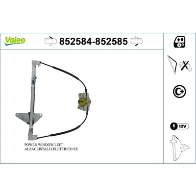 Imagem de Valeo Elevador de vidro à frente, lado esquerdo elétrico sem motor com função conforto 852584 CITROËN: C4 Coupe