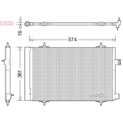 Imagem de DENSO DCN21019 Condensador com secador 574x361x16 R 134a 574 PEUGEOT: 407 SW, 508 I Sedan, CITROËN: C5 III Carrinha, 3