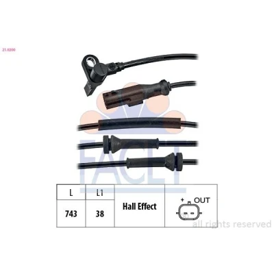 Imagem de FACET 21.0200 Sensor de ABS 743mm