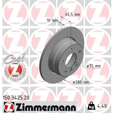 Imagem de ZIMMERMANN COAT Z 150.3425.20 Disco de travão 280 10 6/5 5 120 cheio revestido alto carbono BMW: 1 Hatchback