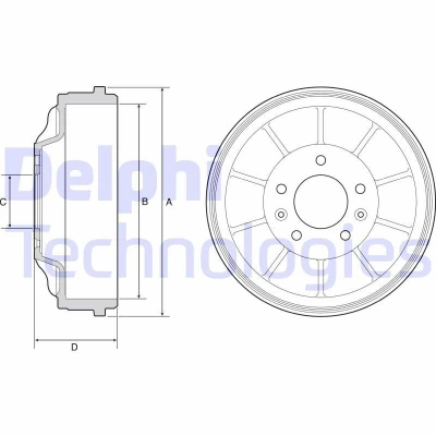 Imagem de DELPHI BF562 Tambor de Travão sem anel sensor do ABS, o rolamento da roda, chumaceira 298 CITROËN: Jumpy II Van