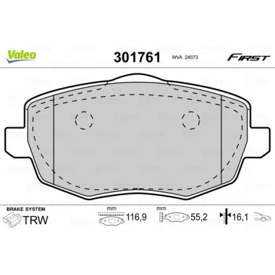 Imagem de VALEO 301761 Jogo de pastilhas para travão disco FIRST Eixo dianteiro excl. contacto aviso desgaste com chapa anti ruído LANCIA: Ypsilon II