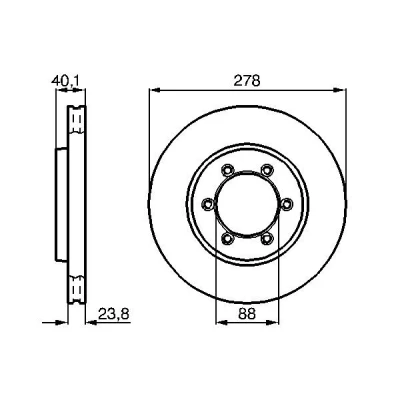 Imagem de BOSCH Disco de travão SSANGYONG: Musso SUV, Korando II SUV 278mm 24mm 6 109mm ventilado, interior ventilado oleado 0 986 478 967 E190R02C00740451