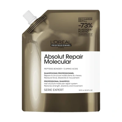 Imagem de L&#039;Oréal Professionnel Absolut Repair Molecular Shampoo Refill Pack 500ml for Damaged Hair