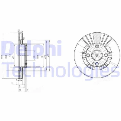 Imagem de DELPHI BG3509 Disco de travão 258 24 4 ventilado oleado não tratado sem o rolamento da roda, anel sensor do ABS MAZDA: FAMILIA 6, 323 F 6