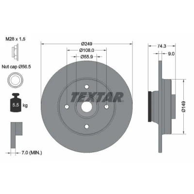 Imagem de TEXTAR PRO 92194103 Disco de travão CITROËN: C4 Coupe, II Hatchback, DS4 PEUGEOT: 308 I SW, CC