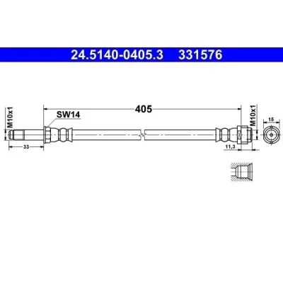 Imagem de ATE 24.5140 0405.3 Mangueira de Travão 405 M10x1