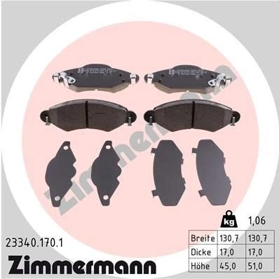 Imagem de ZIMMERMANN 23340.170.1 Jogo de pastilhas para travão disco com avisador sonoro desgaste A imagem corresponde ao volume fornecimento