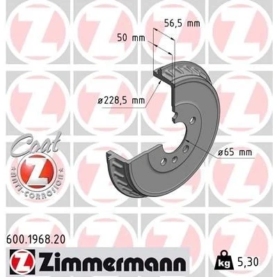 Imagem de ZIMMERMANN 600.1968.20 Tambor de Travão 278