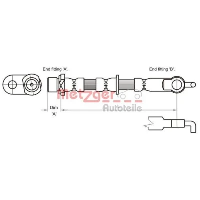 Imagem de METZGER 4110002 Mangueira de Travão 527 F10x1 TOYOTA: Yaris I Hatchback