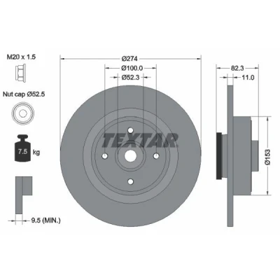 Imagem de TEXTAR PRO 92141403 Disco de travão 274 11 04/04 100 cheio revestido com anel sensor do ABS, o rolamento da roda RENAULT: Scénic 1, SCENIC 2
