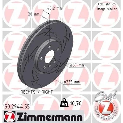 Imagem de ZIMMERMANN 150.2944.55 Disco de travão 335 30 6/5 5 112 interior ventilado, fendido revestido alto carbono MINI: Clubman, Hatchback, Cabrio