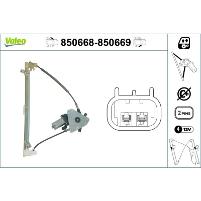 Imagem de Valeo Elevador de vidro à frente, lado esquerdo elétrico com motor sem função conforto 850668 PEUGEOT: 406 Carrinha