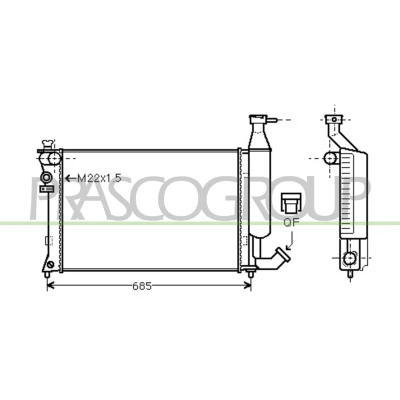 Imagem de PRASCO CI915R003 Radiador, arrefecimento do motor Alumínio 610mm 378mm 23mm com acoplamentos rápidos Aletas de refrigeração unidas mecanicamente