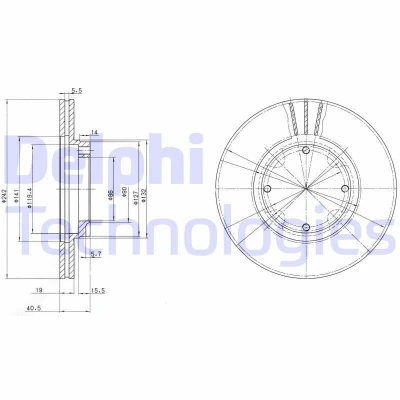 Imagem de DELPHI BG2394 Disco de travão 242 19 4 ventilado oleado não tratado sem o rolamento da roda, anel sensor do ABS HYUNDAI: ACCENT 1