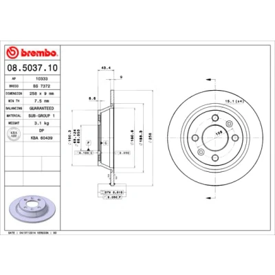 Imagem de BREMBO 08.5037.10 Disco de travão 258 9 4 cheio SAAB: 9000 Hatchback
