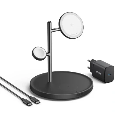 Imagem de Anker 3 In 1 Stand MagGo Carregador Rápido Sem Fios Preto