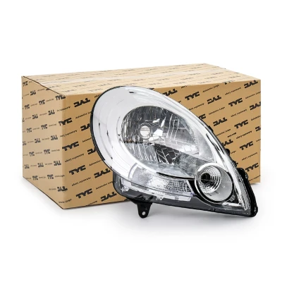 Imagem de TYC 20 1399 15 2 Farol Principal à direita H4, P21/5W crómio com luz de circulação diurna para pela sem motor elétrico endado,