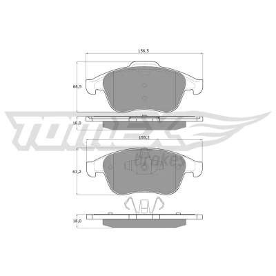 Imagem de TOMEX brakes TX 16 56 Jogo de pastilhas para travão disco Eixo dianteiro RENAULT: Clio 4, MEGANE 3 Grandtour, Coupe