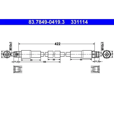 Imagem de ATE 83.7849 0419.3 Mangueira de Travão 422 AUDI: A8 D3