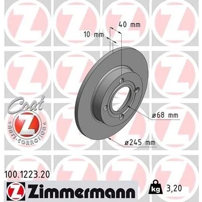 Imagem de ZIMMERMANN COAT Z 100.1223.20 Disco de travão 245 10 4/4 4 108 cheio revestido AUDI: 80 B3, B4 Avant, Sedan