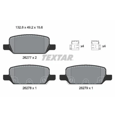 Imagem de TEXTAR 2627701 Jogo de pastilhas para travão disco com avisador sonoro desgaste acessórios TESLA: Model 3, Y
