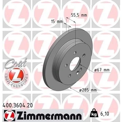 Imagem de ZIMMERMANN COAT Z 400.3604.20 Disco de travão 285 15 6/5 5 112 cheio revestido MERCEDES BENZ: Classe ML