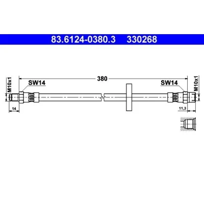 Imagem de ATE 83.6124 0380.3 Mangueira de Travão 380 M10x1