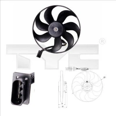 Imagem de TYC 837 0002 ventilador de radiador 345 85/115 sem estrutura do (caixilho), com resistência carga VOLKSWAGEN: Golf 4