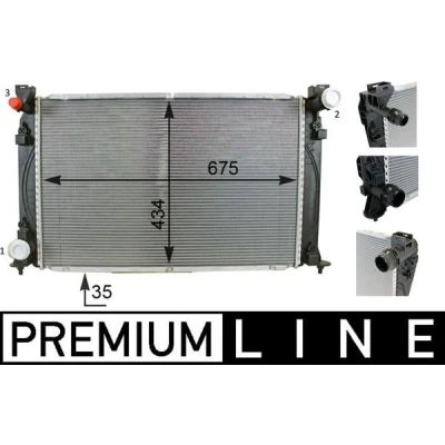 Imagem de MAHLE ORIGINAL CR 79 000P Radiador, arrefecimento do motor 675 434 35 Aletas de refrigeração soldadas AUDI: A6 C6 Sedan