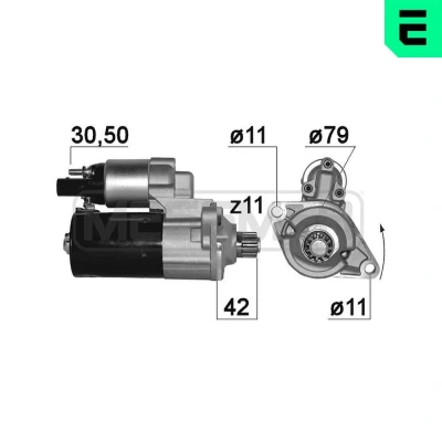 Imagem de ERA 220886A Motor de arranque 12 1,1 11 VOLKSWAGEN: Transporter 5 Bus, GOLF 6, CC, SEAT: Alhambra II, Leon II Hatchback, SKODA: Superb Carrinha