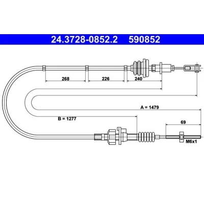 Imagem de ATE 24.3728 0852.2 Cabo de Embreagem PEUGEOT: 107 Hatchback, CITROËN: C1 I