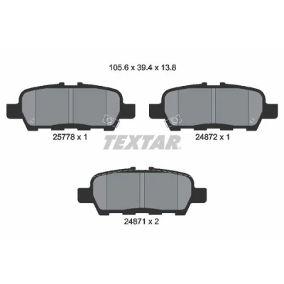 Imagem de TEXTAR 2577801 Jogo de pastilhas para travão disco com avisador sonoro desgaste NISSAN: Juke, Pulsar Hatchback, X Trail