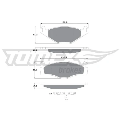 Imagem de TOMEX brakes TX 10 141 Jogo de pastilhas para travão disco Eixo dianteiro com acessórios SEAT: Ibiza 2, Córdoba I Sedan, Vario