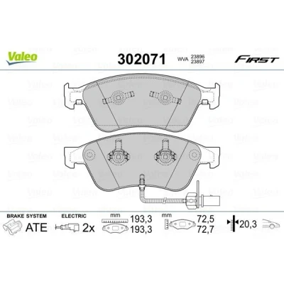 Imagem de VALEO 302071 Jogo de pastilhas para travão disco FIRST Eixo dianteiro incl. contacto aviso desgaste com chapa anti ruído AUDI: A6 C6 Sedan