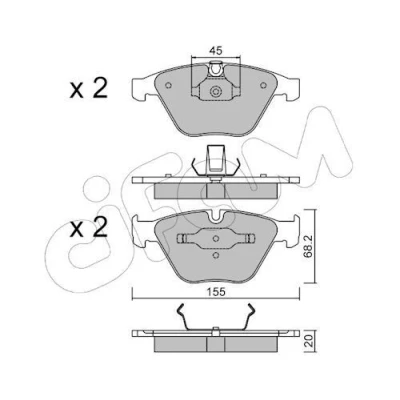 Imagem de CIFAM 822 558 4 Jogo de pastilhas para travão disco preparado indicador aviso desgaste BMW: 3 Touring, Coupe, Sedan