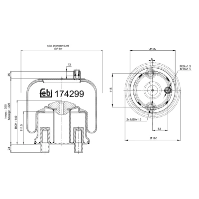 Imagem de FEBI BILSTEIN 174299 Fole, suspensão pneumática
