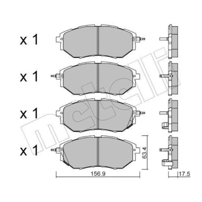 Imagem de METELLI 22 0763 0 Jogo de pastilhas para travão disco com avisador sonoro desgaste SUBARU: Legacy 4, Forester IV, 4 Limousine