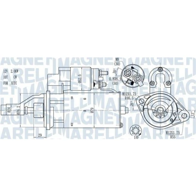 Imagem de MAGNETI MARELLI 063721114010 Motor de arranque 12 2 10 AUDI: A4 B5 Sedan, A6 C5 Avant, B6 Sedan