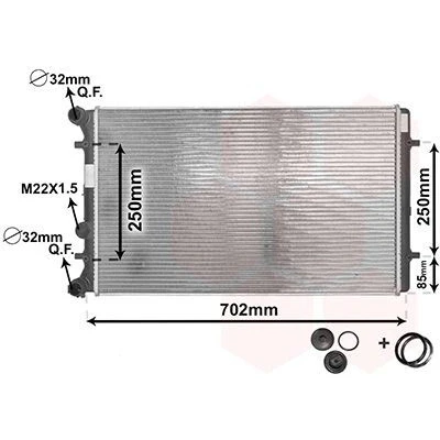 Imagem de VAN WEZEL 03002129 Radiador, arrefecimento do motor Alumínio 650 400 25 *** IR PLUS com acessórios Aletas de refrigeração soldadas