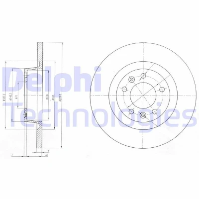 Imagem de DELPHI BG4085 Disco de travão 290 14 5 cheio oleado não tratado sem o rolamento da roda, anel sensor do ABS PEUGEOT: Expert II Tepee
