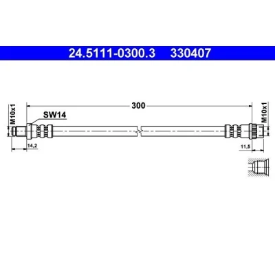 Imagem de ATE 24.5111 0300.3 Mangueira de Travão 300 M10x1 RENAULT: Super 5 Hatchback, Express Pick up
