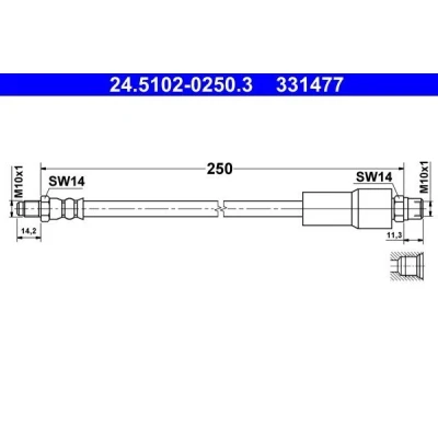 Imagem de ATE 24.5102 0250.3 Mangueira de Travão 250mm M10x1mm