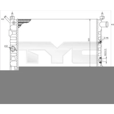 Imagem de TYC 725 0018 Radiador, arrefecimento do motor OPEL: Astra F Caravan, Sedan, CC